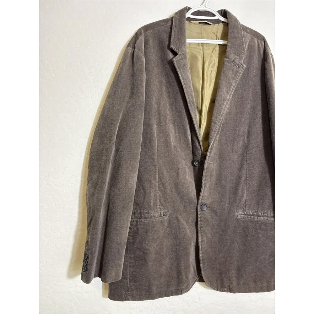 Gap Men XL Brown Suede Cotton Academia Y2K VTG Preppy 2-Button Blazer Grandpa‎
